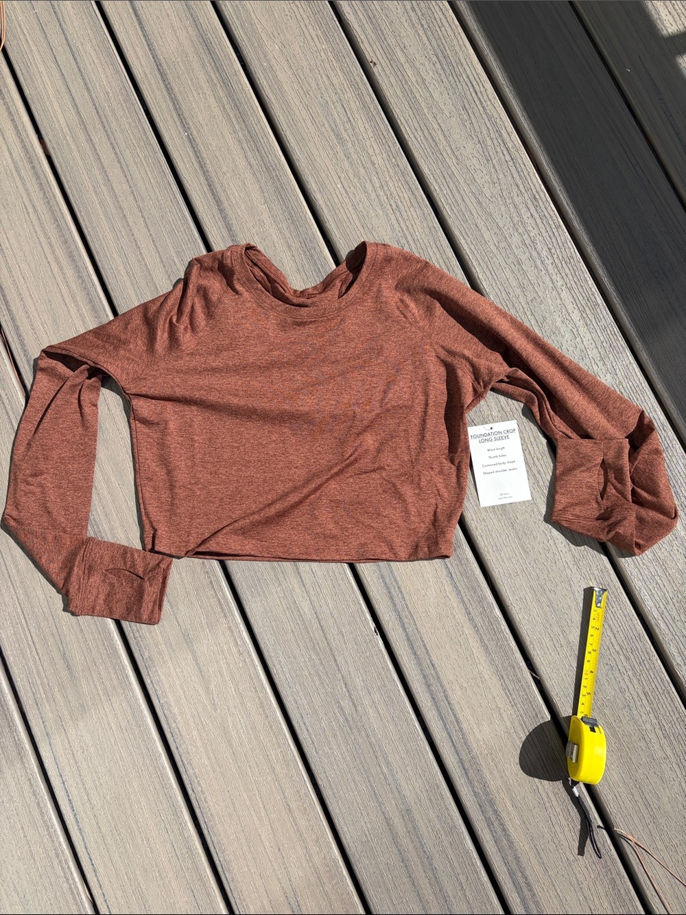 Fleo Rust Heather Long Sleeve Crop Top - Women's